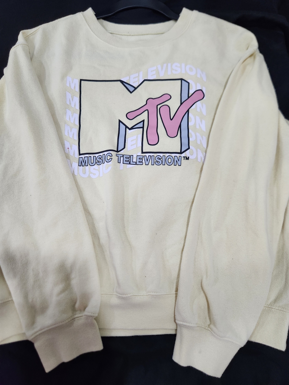 MTV Music Television Yellow Logo Crewneck Sweatshirt